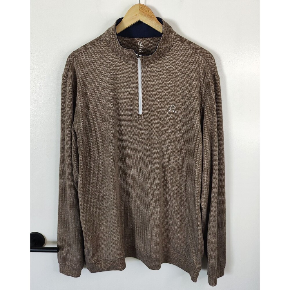 Rhoback Mens XL Brown Golf Performance Quarter Zip Stretch Pullover Longsleeve